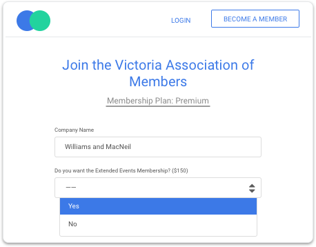 Dynamic membership fee calculator online membership signup and renewal.